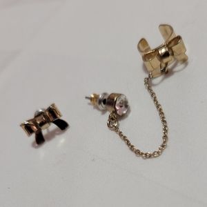 ALDO bow earring stud and cuff set